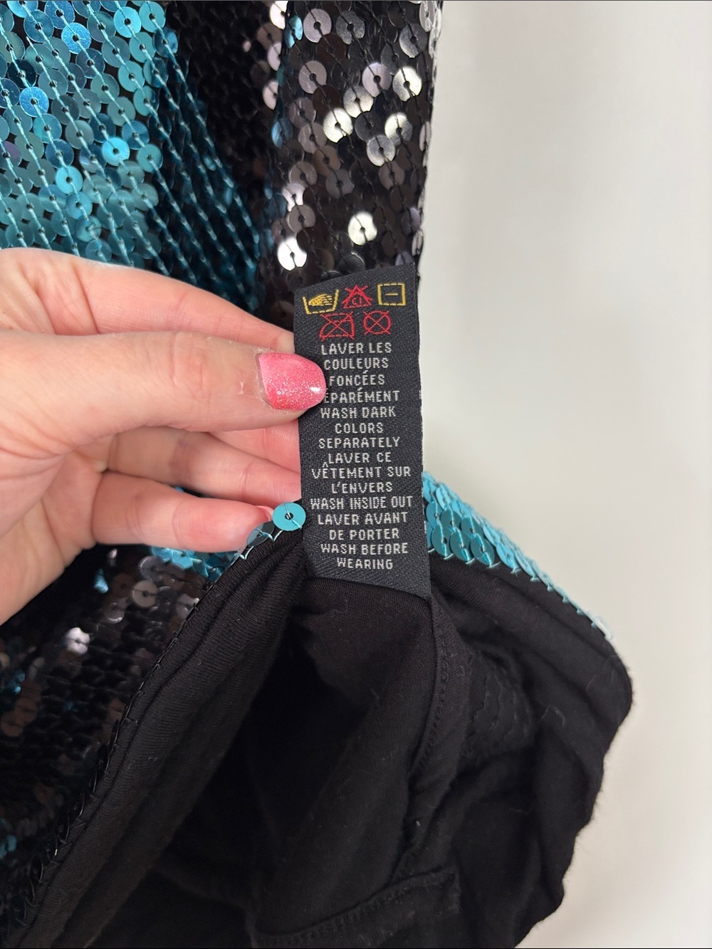 ✨ MXM Sequin Mini Skirt Black & Teal – Size L/XL - Picture 4 of 5
